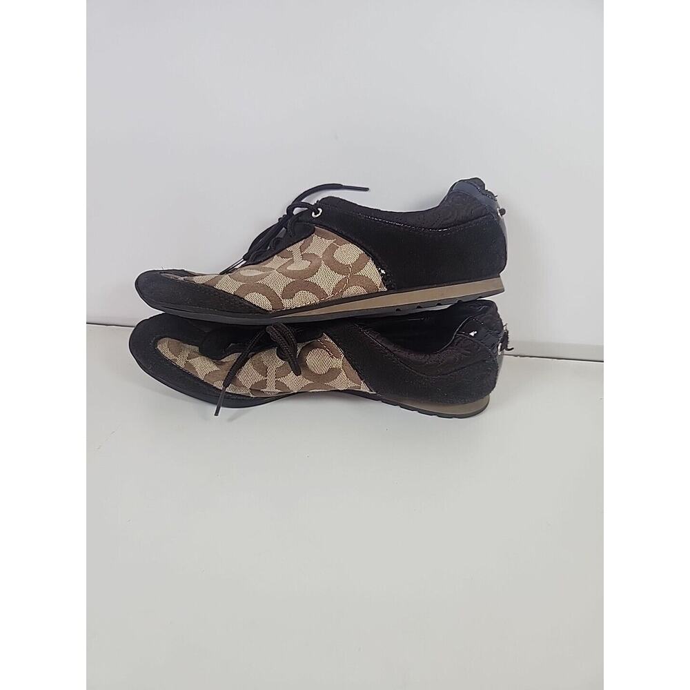 Coach Women's Kelbie Shoes Size 7M Brown Signature Lace Up Sneakers Casual 7M - Picture 2 of 10